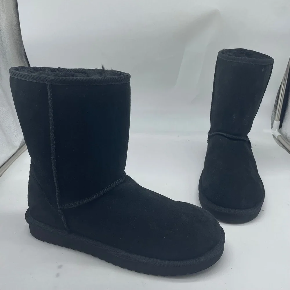 Koolaburra by UGG Koola Short‎ Black Suede Fur Lining Boots 1017090 Womens 9